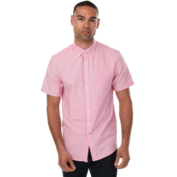 Farah Mens Drayton Short-Sleeved Shirt - Coral