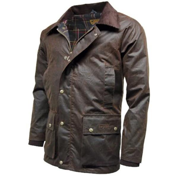 Brown Game Barker Antique wax jacket for men