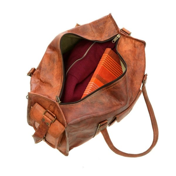 Paper High Brown Leather Holdall