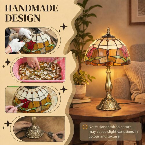 HOMCOM Antique Table Lamp, for Bedroom Bedside, Bulb not Included