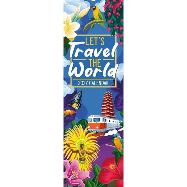 Let's Travel The World Deluxe Slim Calendar 2027, Deluxe Calendars, Month To View, Travel, Gift