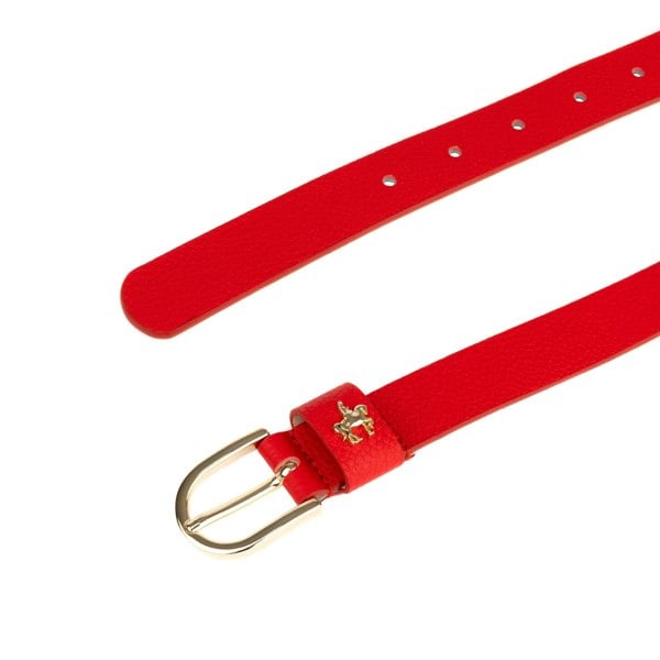 Embassy London Poppy - Red - Women's elegant Italian leather belt with gold tone buckle