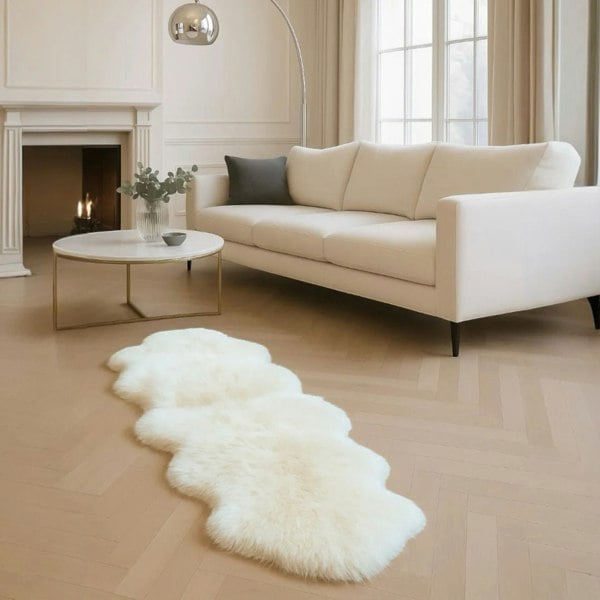 Infinity Leather Genuine Sheepskin Real Natural Wool Double Area Rug