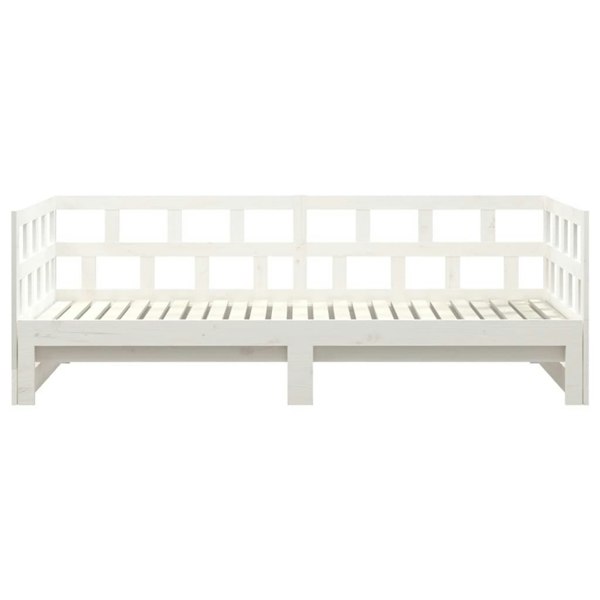 Berkfield Pull-out Day Bed White Solid Wood Pine 2x(90x190) cm