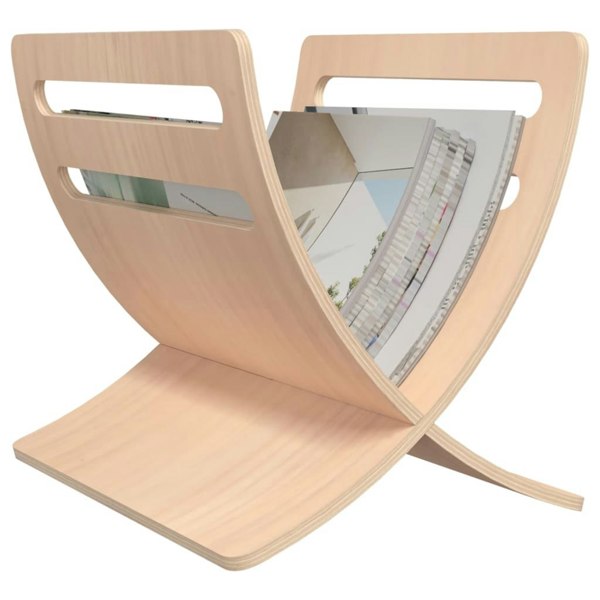 Berkfield Wooden Magazine Rack Floor Standing Natural