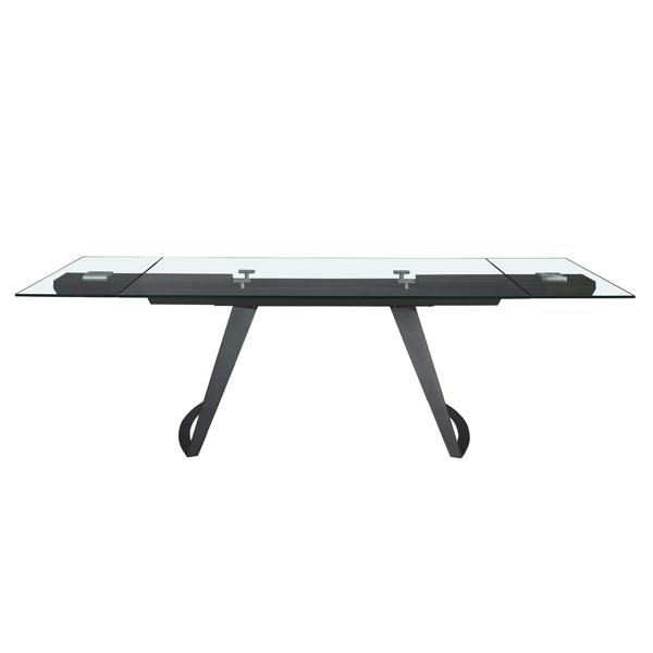 Angel Cerdá Rectangular extendable dining table in tempered glass and black steel 1150