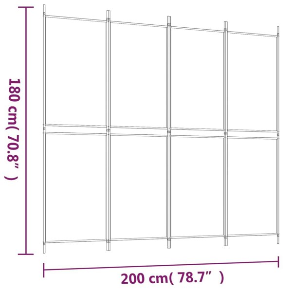 Berkfield 4-Panel Room Divider Black 200x180 cm Fabric