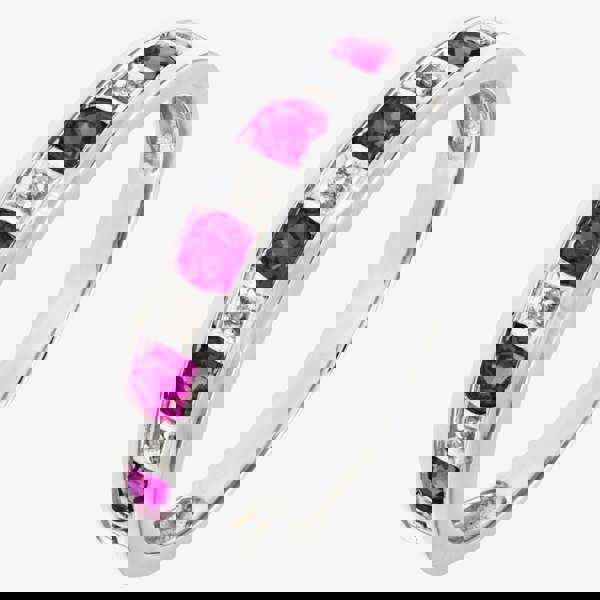 T. H. Baker 9ct White Gold Ruby & Diamond Half Eternity Ring PR10429W RU