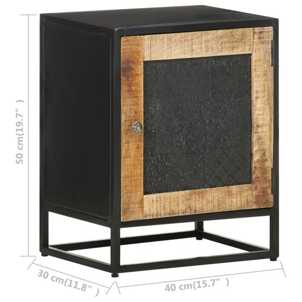 Berkfield Bedside Cabinet 40x30x50 cm Rough Mango Wood