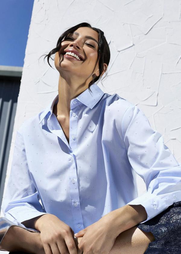 GWD Sparkle Pale Blue Poppy Woven Shirt