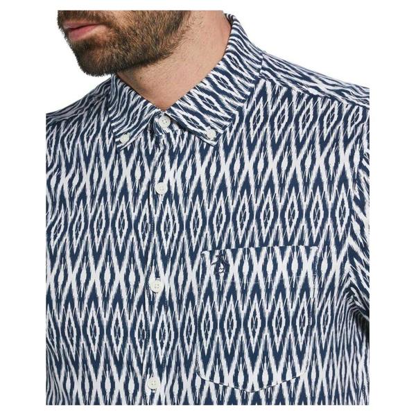 Original Penguin Mens Ikat Regular Short-Sleeved Shirt - Sargasso Sea - 