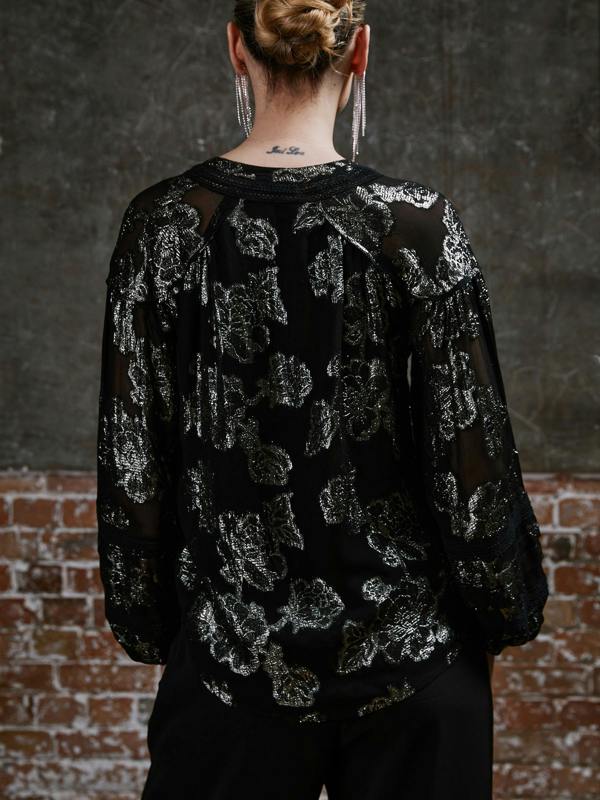 Rose & Nancy Dahlia Black Silver Blouse