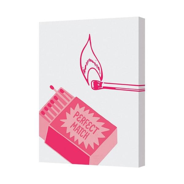 Benjamin Tate Design Contemporary Pink Matchbox Flame Canvas Wall Art UK Handmade