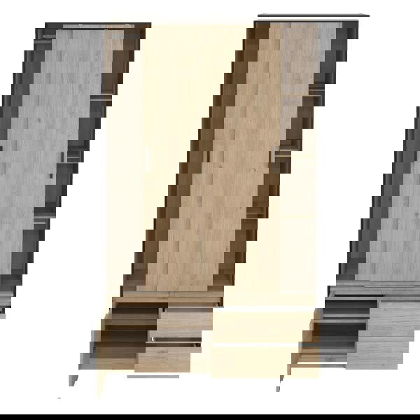 Furniture To Go Line Wardrobe with 2 Sliding Doors 1 Small Door and 2 Drawers in Jackson Hickory Oak