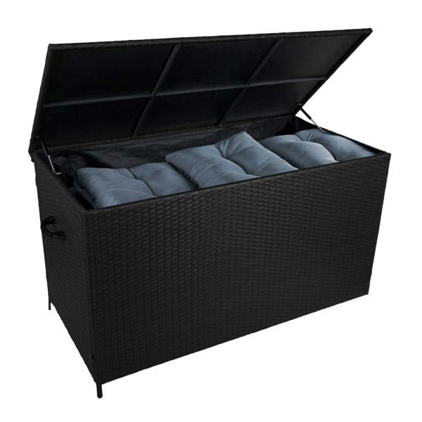 Jardi Rattan Corner Set & Cushion Storage Box - Black