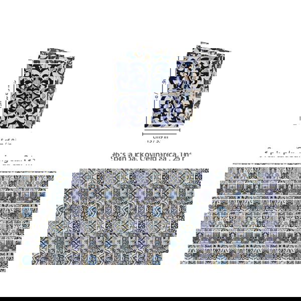 WT1584 - Malaga Spanish Blue Wall Tile Sticker Set - 15 x 15 cm (6 x 6 in) - 24 pcs