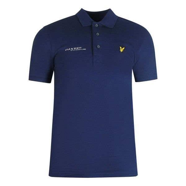 Lyle & Scott Navy Blue Co-ordinate Print Logo Short Sleeved Polo Shirt M