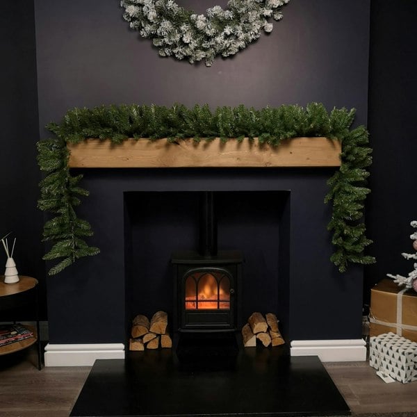 Samuel Alexander 270cm (9ft) Plain Green Kateson Fir Green Christmas Garland with 180 tips