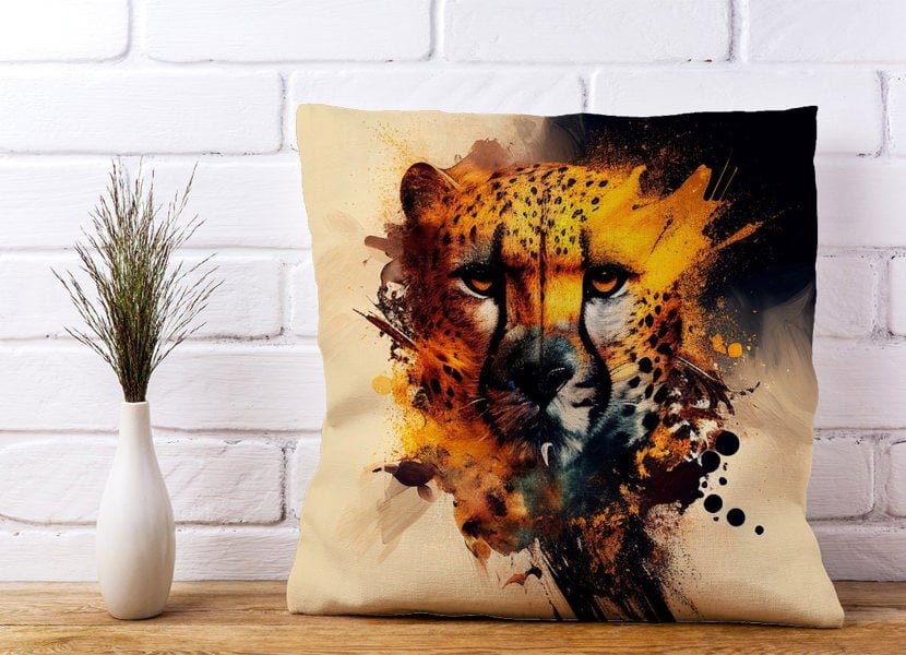 Warren Reed Cheetah Face Splashart Cushions