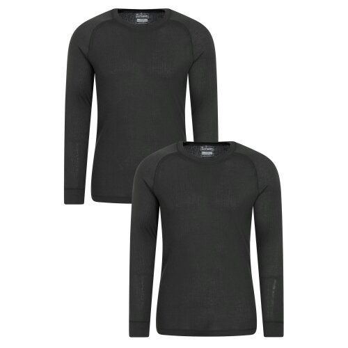 Mountain Warehouse Mens Talus Base Layer Top (Pack of 2) - Dark Grey - Dark Grey - 100% Polyester