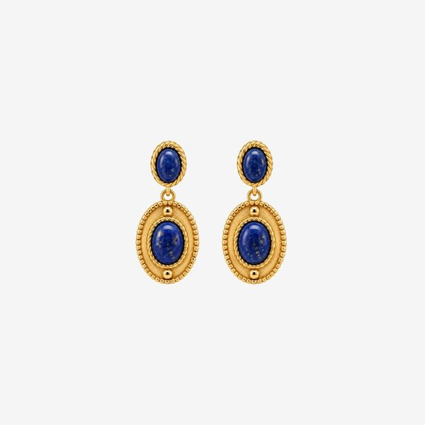 Uchi & Soto Enso Solid 925 Silver with 18K Gold Vermeil and Lapis Lazuli Stone Drop Earrings