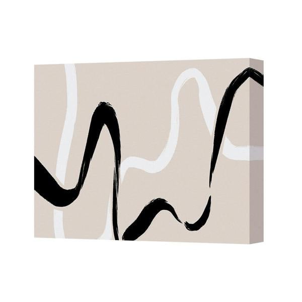 Benjamin Tate Design Abstract Beige And Black Brushstroke Canvas Wall Art