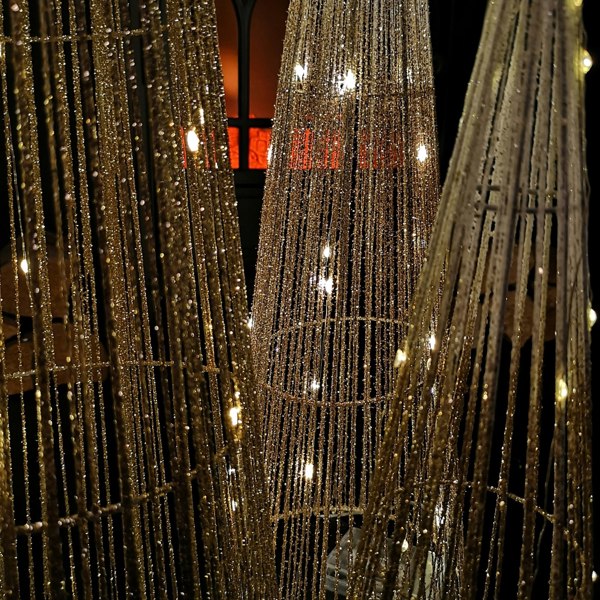 Samuel Alexander LED Tree Cone Obelisk Trio with 90 LEDs in Gold