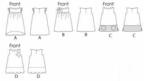 Butterick Sewing Pattern 5876, Dresses for Kids, Baby, Ages 1-2-3-4 - Easy