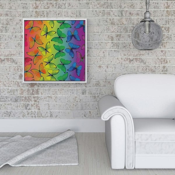 Warren Reed Multicoloured Butterfly Pattern Framed Canvas