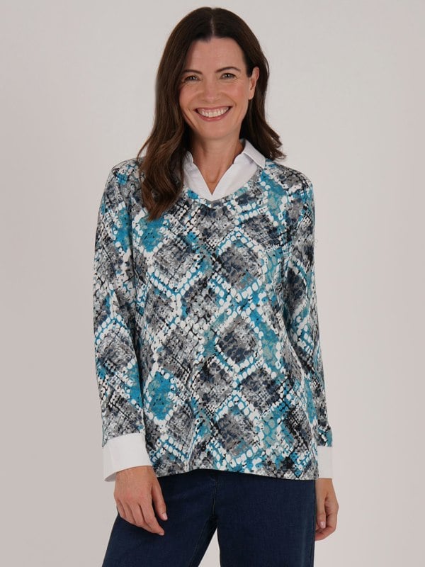 TIGI-Wear Mosaic Print 2 In 1 Top