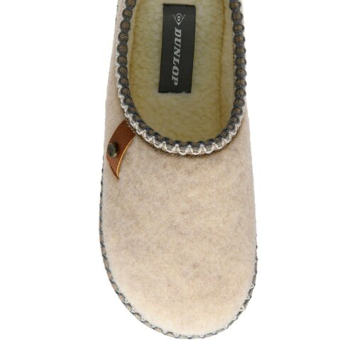 Dunlop Ladies Felt Look Mule Slippers Grey Oatmeal Warm Plush UK 3-8