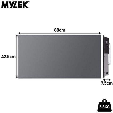 MYLEK Electric Radiator Panel Heater Grey WIFI Smart APP Eco 1500W Bathroom Safe Wall Mounted Timer Thermostat