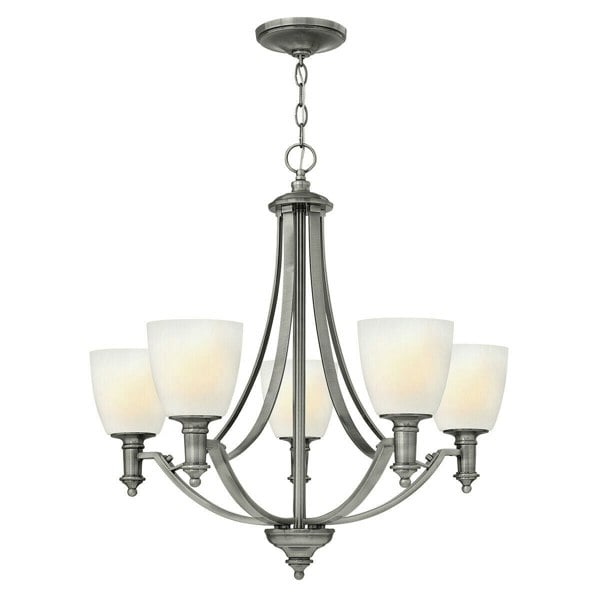 5 Bulb Chandelier Hanging Pendant LIght Antique Nickel LED E27 60W Bulb Loops