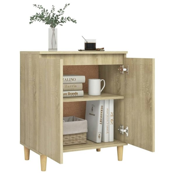 Berkfield Sideboard with Solid Wood Legs Sonoma Oak 60x35x70 cm Engineered Wood