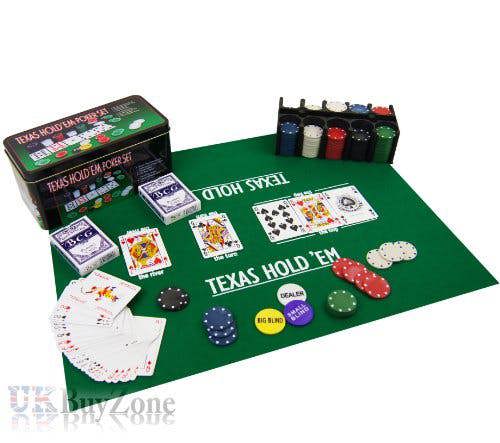 Texas Holdem Poker Set In Metal Tin