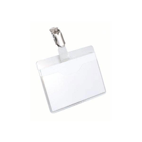 Durable Clip Name Tag ID Badge Card Holders + Inserts | 50 Pack | 60 x 90mm