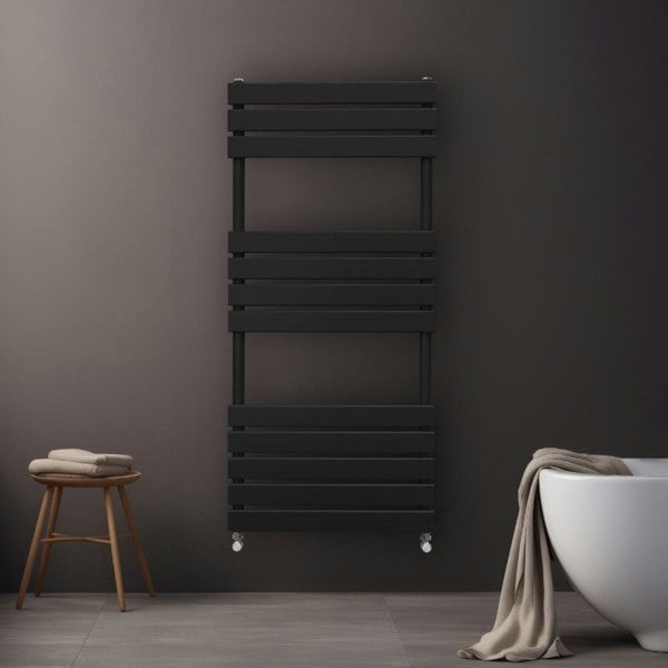 Monstershop Flat Panel Towel Radiator – 1200mm x 500mm – Black