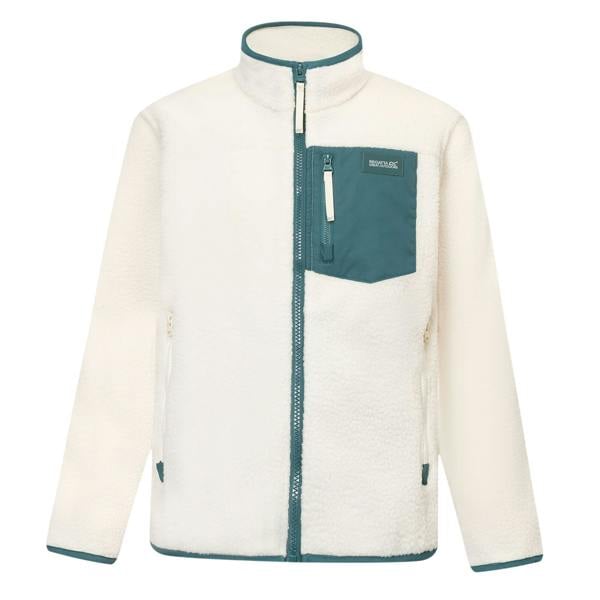 Regatta Childrens/Kids Frankie Colour Block Fleece Jacket - Light Vanilla/Mediterranea - 