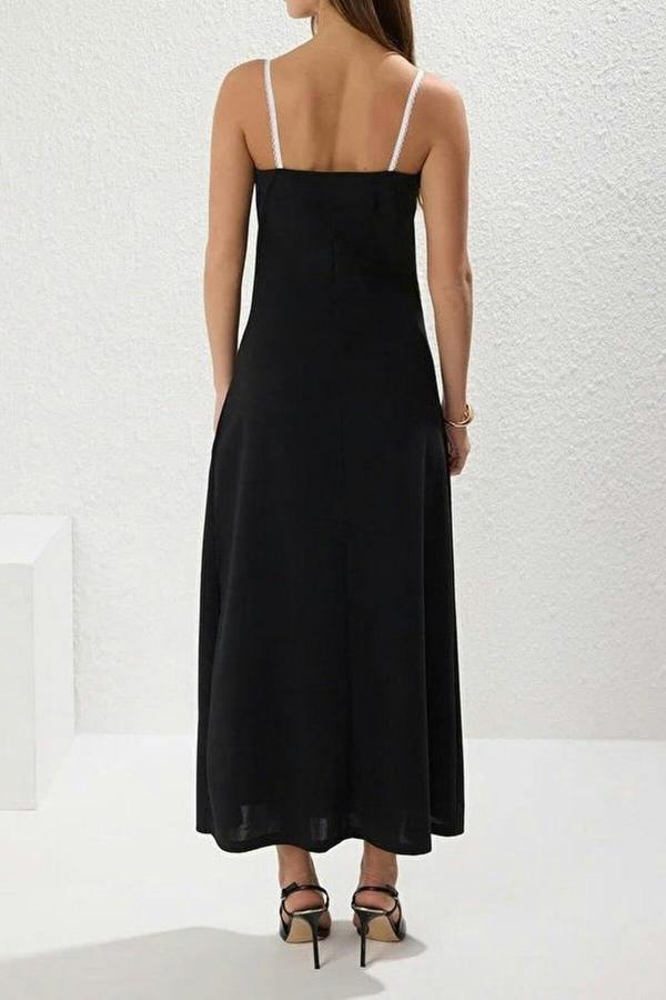 WOVCOR Color Blocking Maxi Crepe Knit Dress
