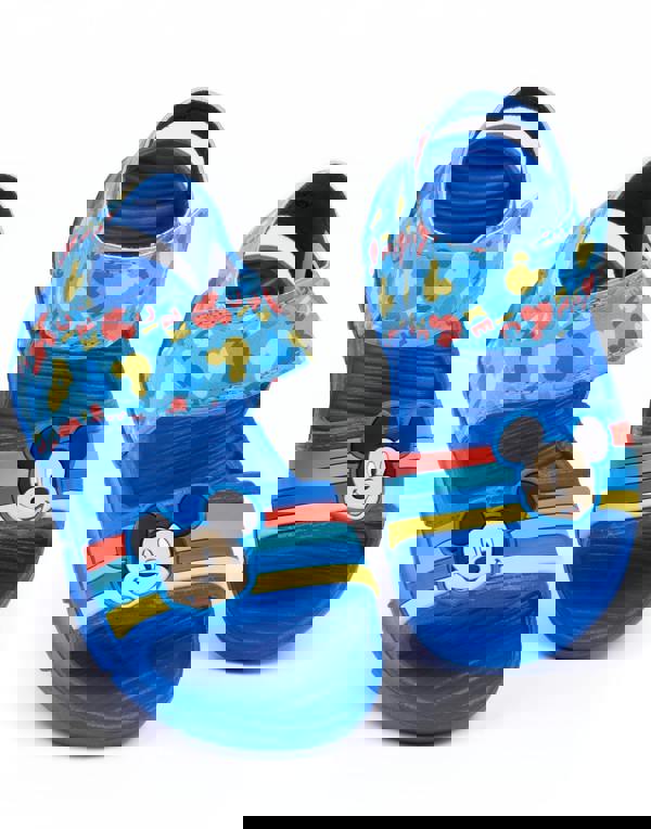 Disney Boys Blue Mickey Mouse Character & Silhouette Print Sandals