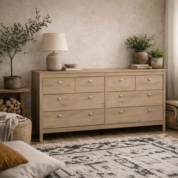 Wyld Haus Gossmere Hickory Oak Effect Chest 8 Drawers