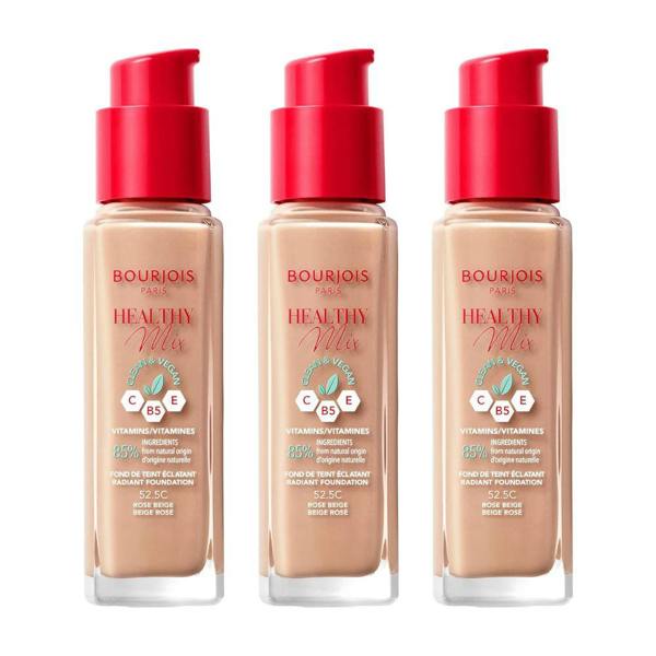 Bourjois Paris 3 x Bourjois Healthy Mix Clean and Vegan Foundation 30ml - 52.5C Rose Beige