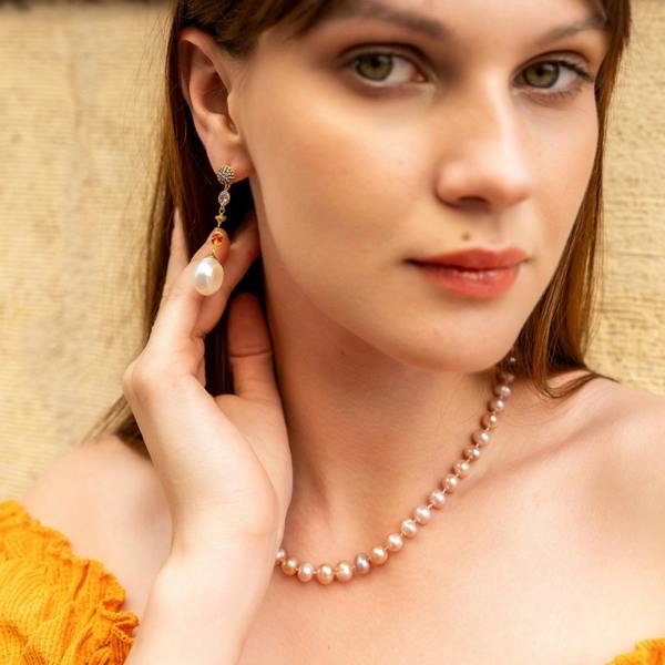 Spero London Chunky Baroque Pearl Drop Sterling Silver Earring