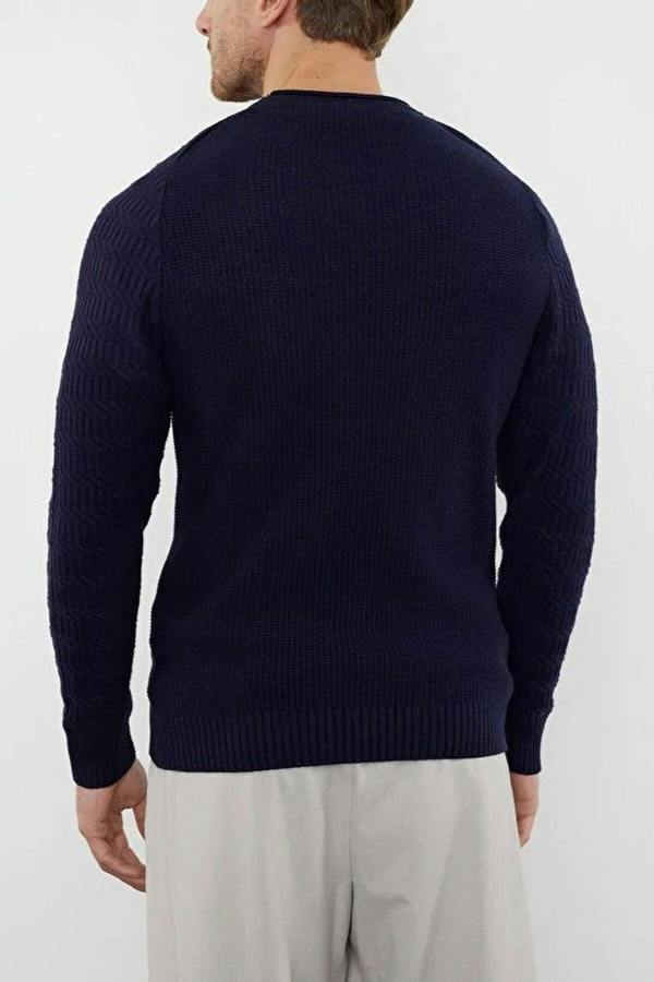 WOVCOR Crew Neck Textured Raglan Sleeve Knit Men's Sweater