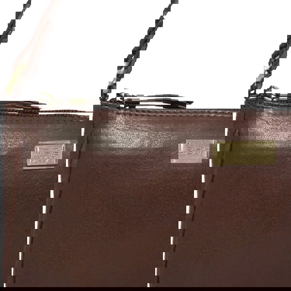 Assots London 'ZARA' Brown Polished Real Leather Baguette Shoulder Bag