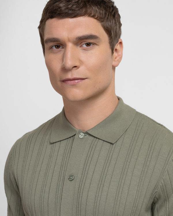 Steel & Jelly Kilburn - Stripe Textured Knitted Short Sleeve Shirt