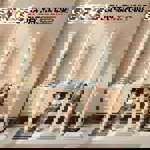 Skylos Tall Cat Scratching Post Natural Sisal Pole Heavey Duty Base with Ball