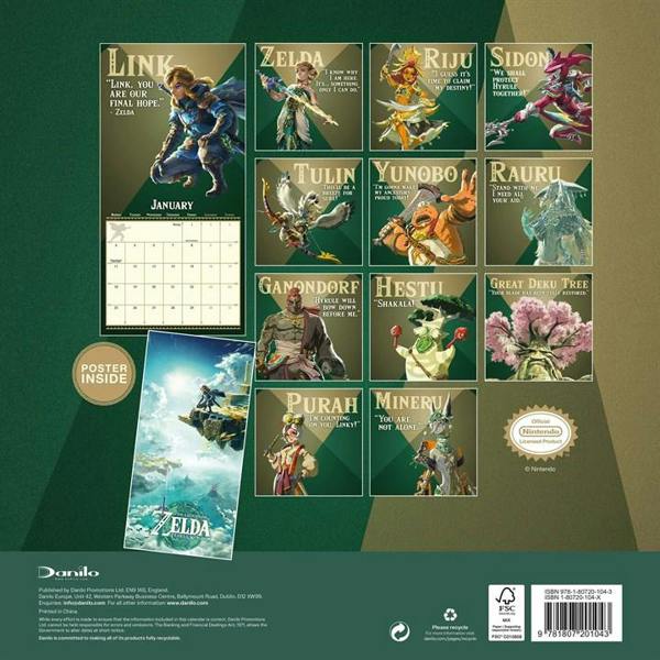 Nintendo, The Legend Of Zelda Calendar 2027, Wall Calendars, Month To View, Entertainment, Gift