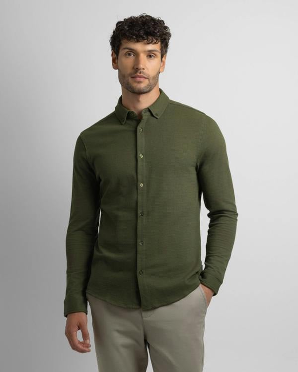 Steel & Jelly Textured Long Sleeve Jersey Shirt