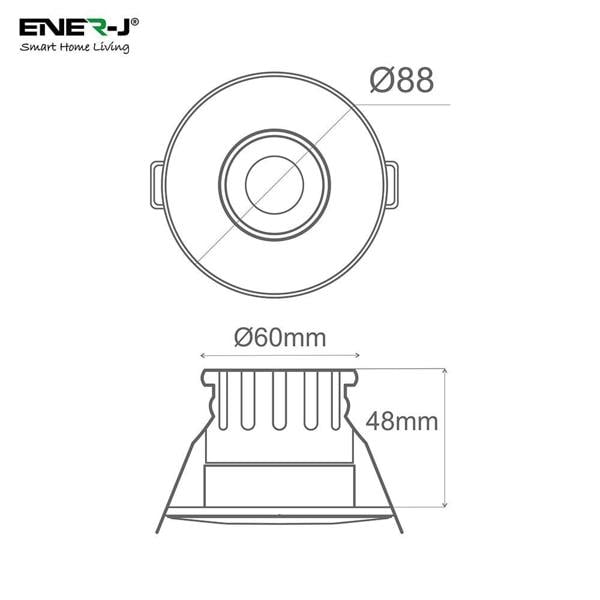 ENER-J 8W WiFi Fire Rated LED Downlight, IP65 Bathroom Ceiling Light, RGB CCT Adjustable, Dimmable, Voice & App Control